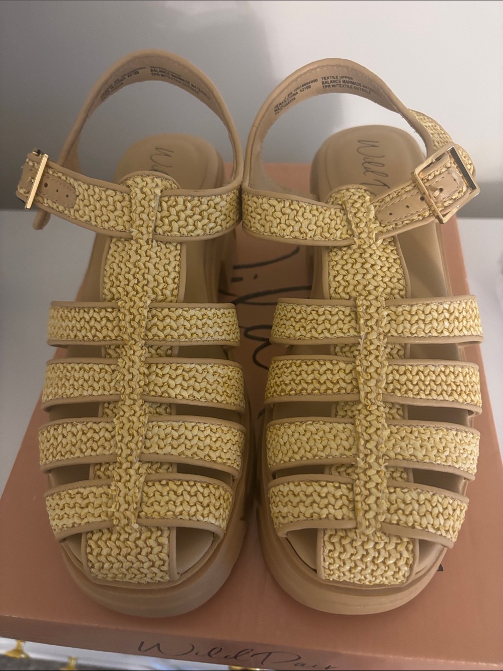 Wild PairTan Braided T‑Strap Platform Sandals